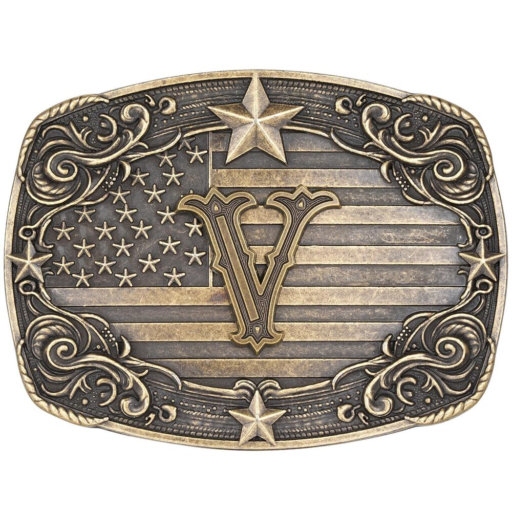 9901 Western Belt Buckle Vintage Initial Letter V Cowboy Belt Buckle Texas
